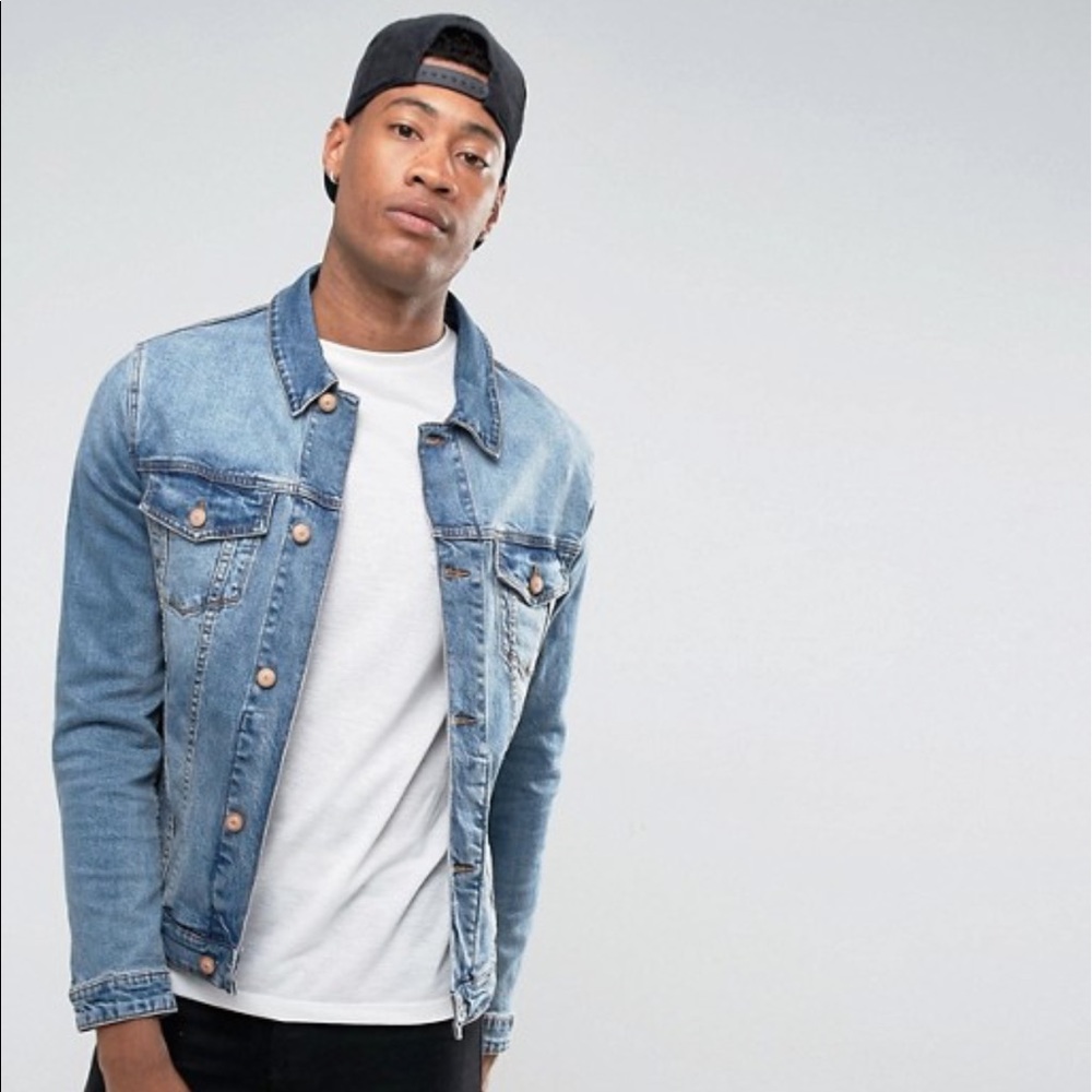 ASOS DESIGN Tall skinny denim jacket in mid wash